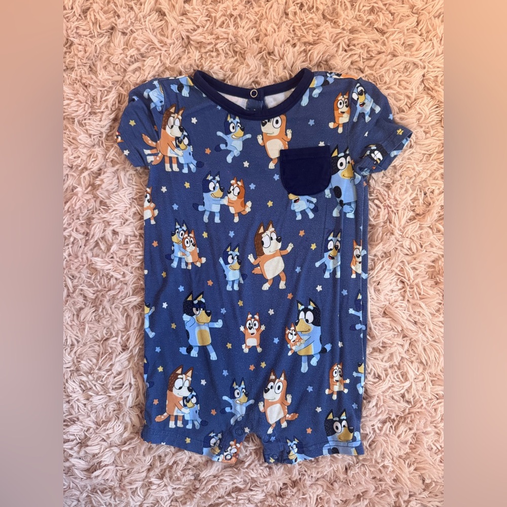 Little sleepies bluey and bingo button romper